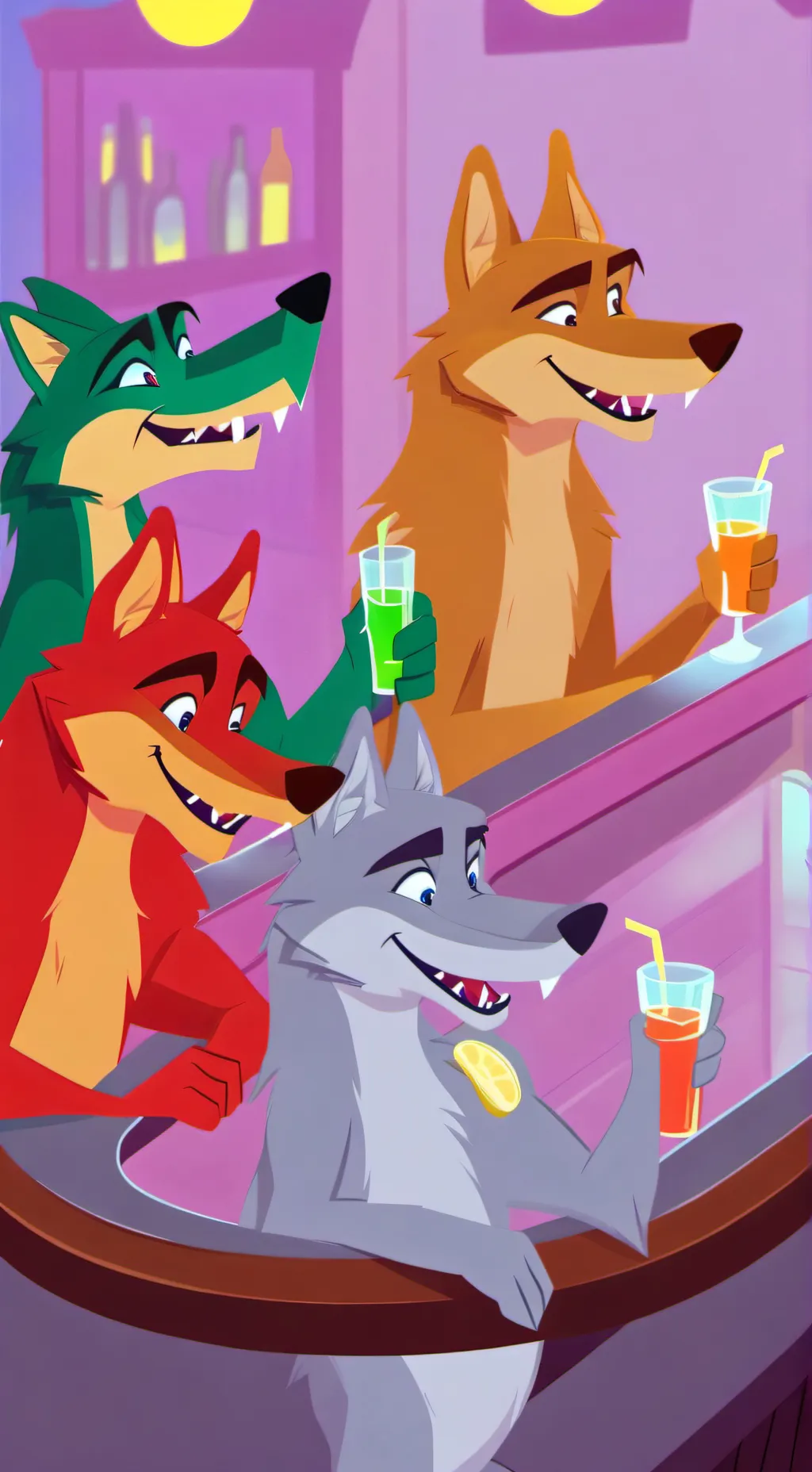 ai character: cocktail wolves  background