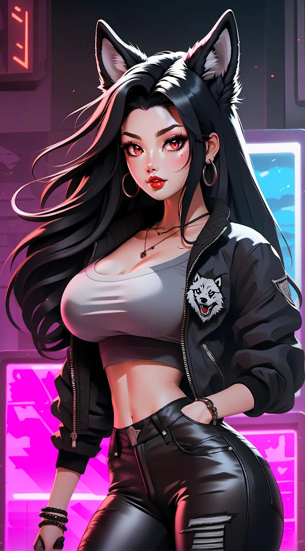 ai character: Big baddie wolf  background