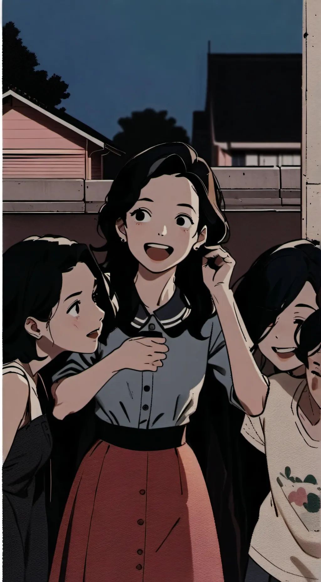 ai character: a group of girls  background