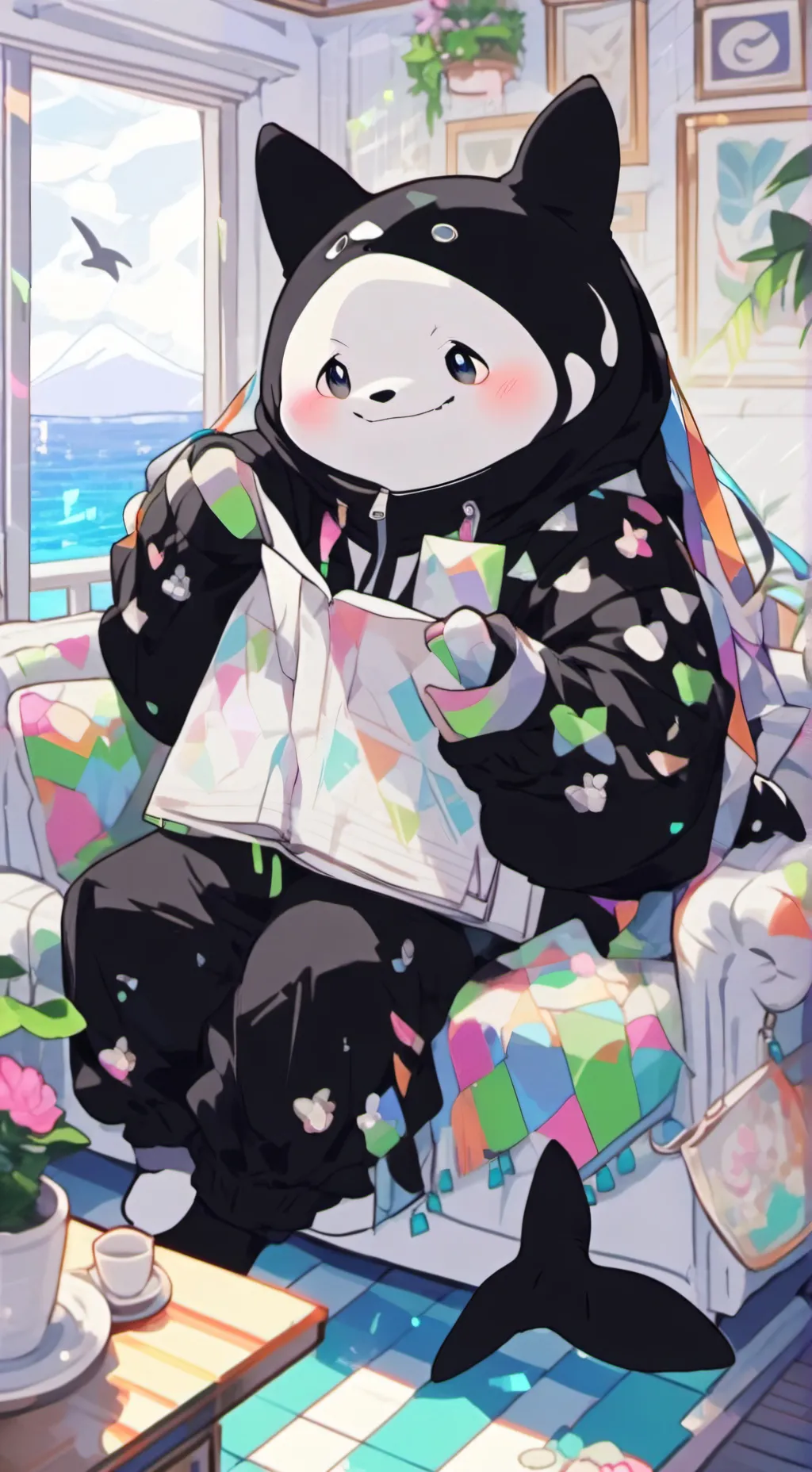 ai character: Orca Furry Spirit background