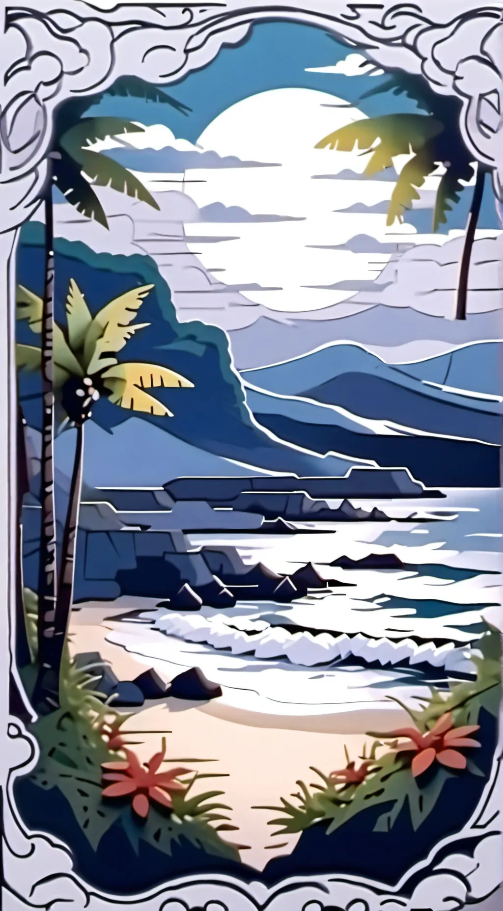 ai character: Jjk beach day background