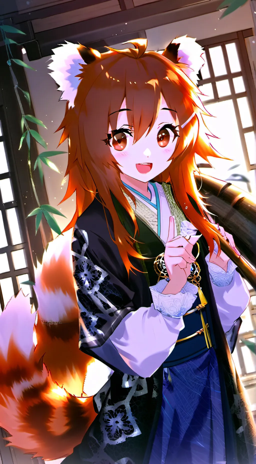 ai character: Panda Preciosa Fur background