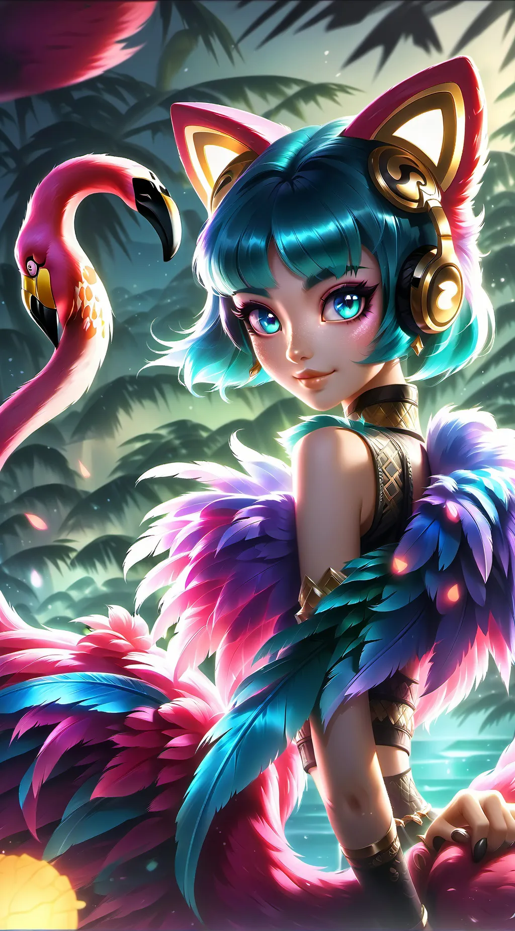 ai character: Flamingo Feline background