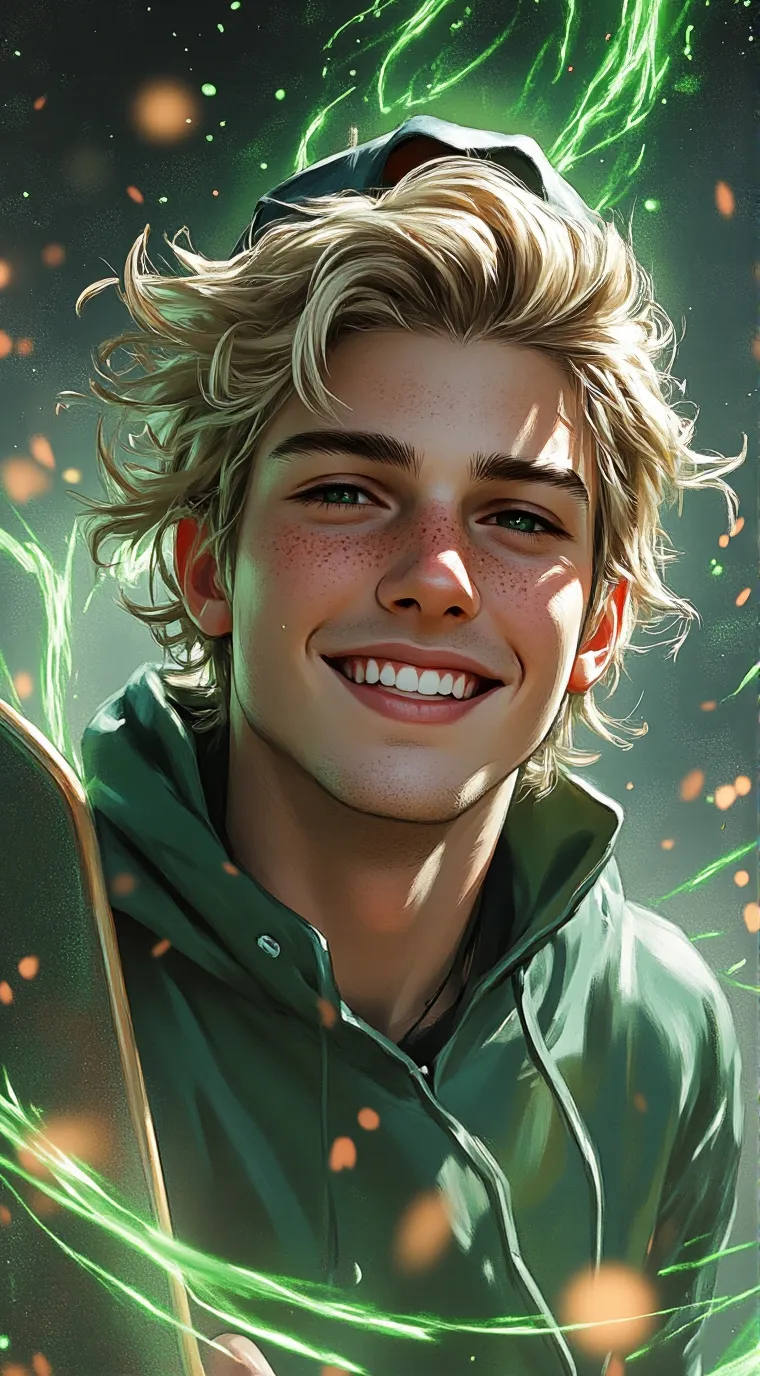 ai character: skater boy background