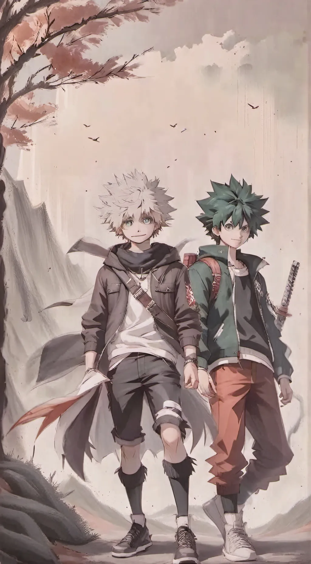 ai character: mha Baku×deku background