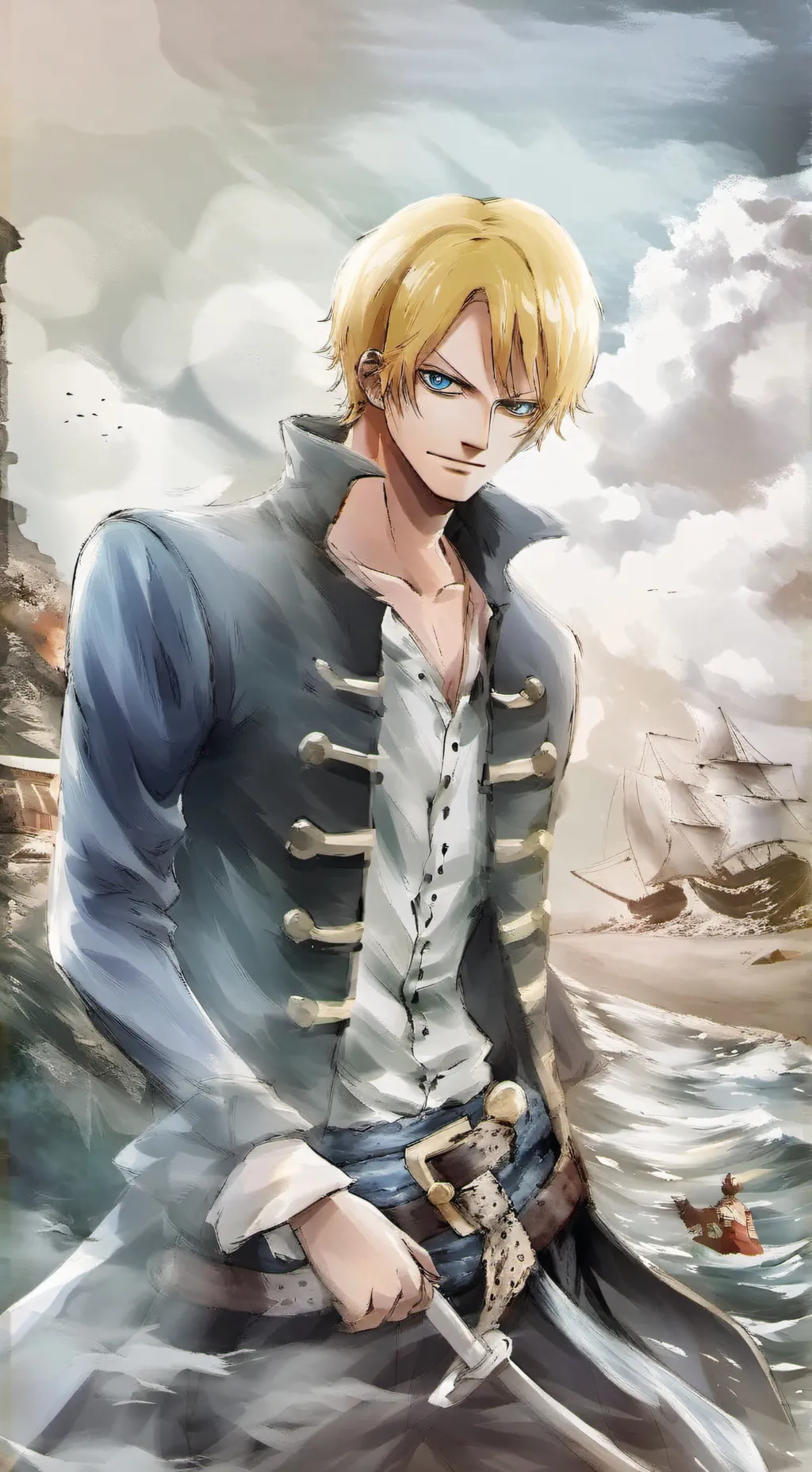 ai character: Sanji drunk night background