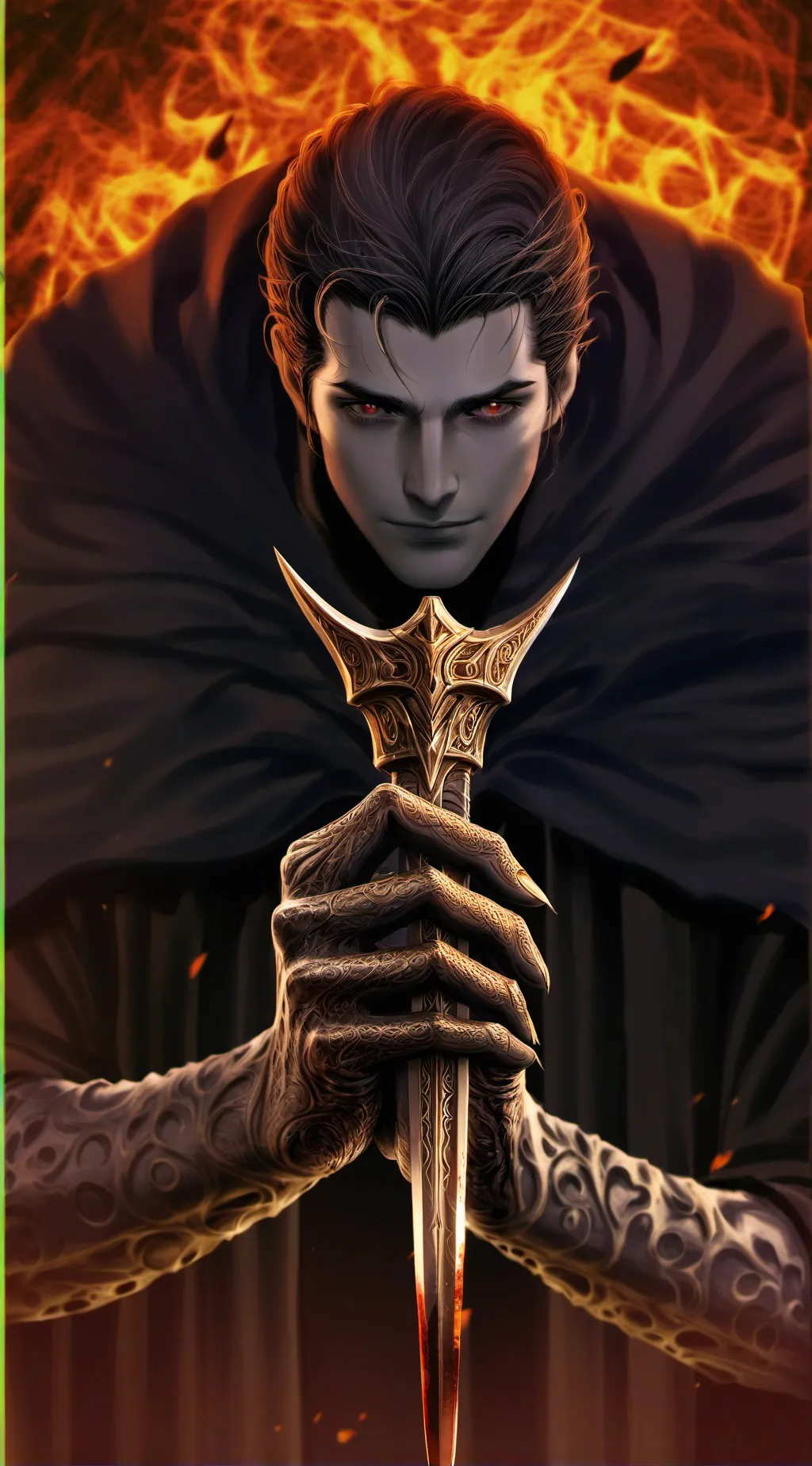 ai character: MD n and uzi and v background