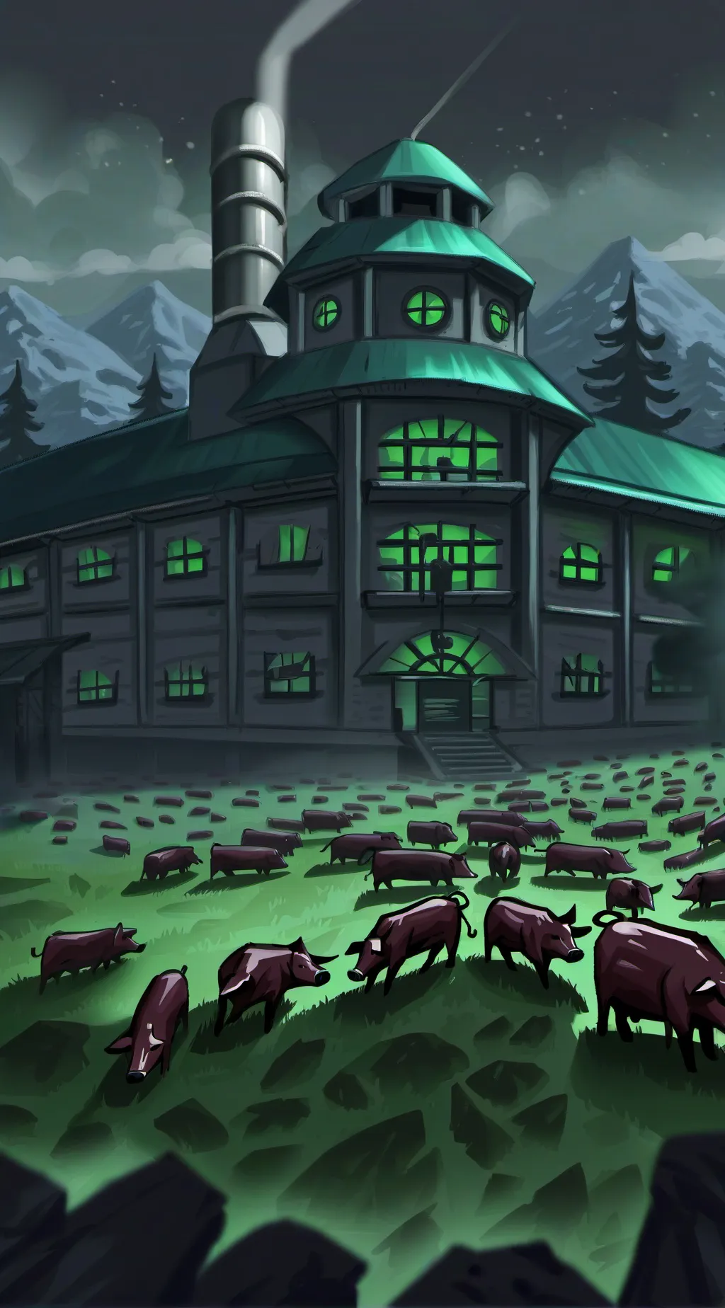 ai character: Slaughter house background