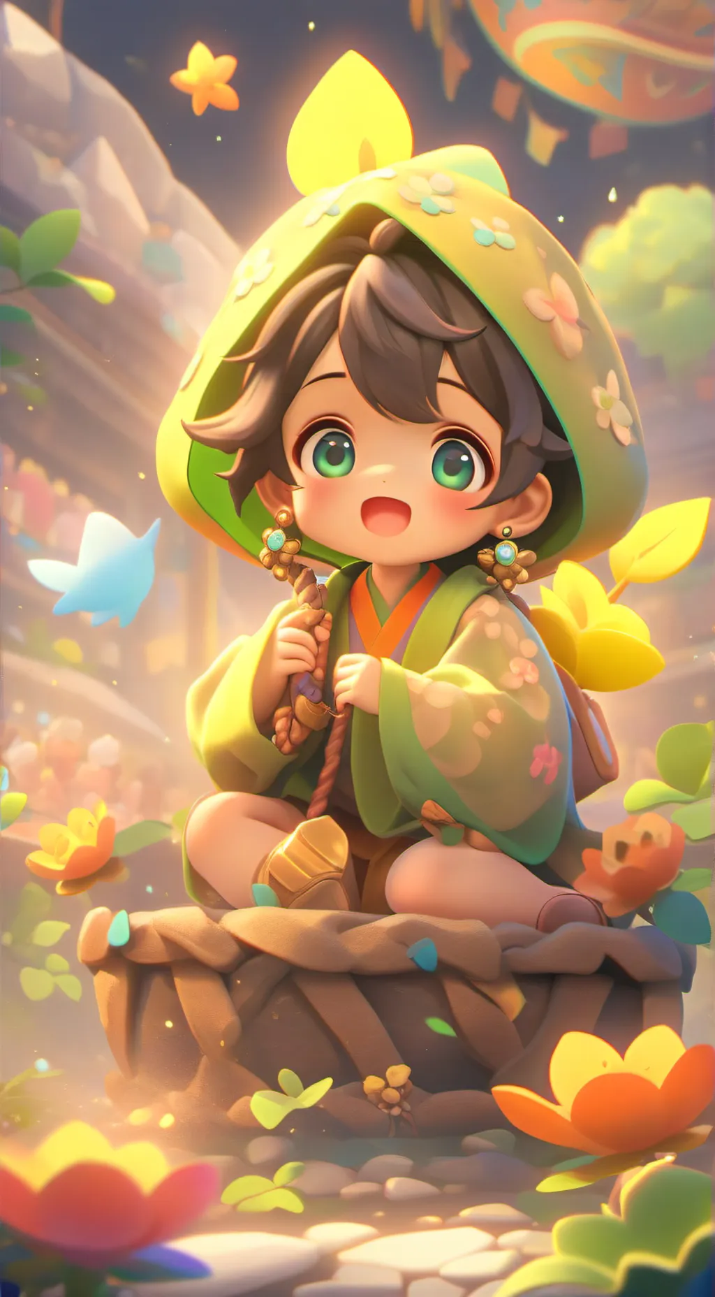 ai character: Spolied baby  background