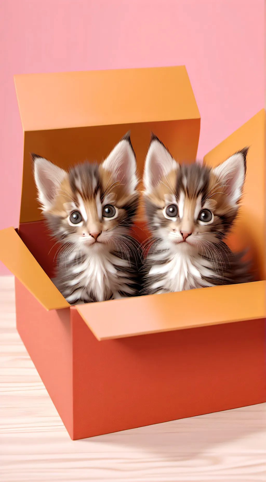 ai character: 2 kitten in a box background