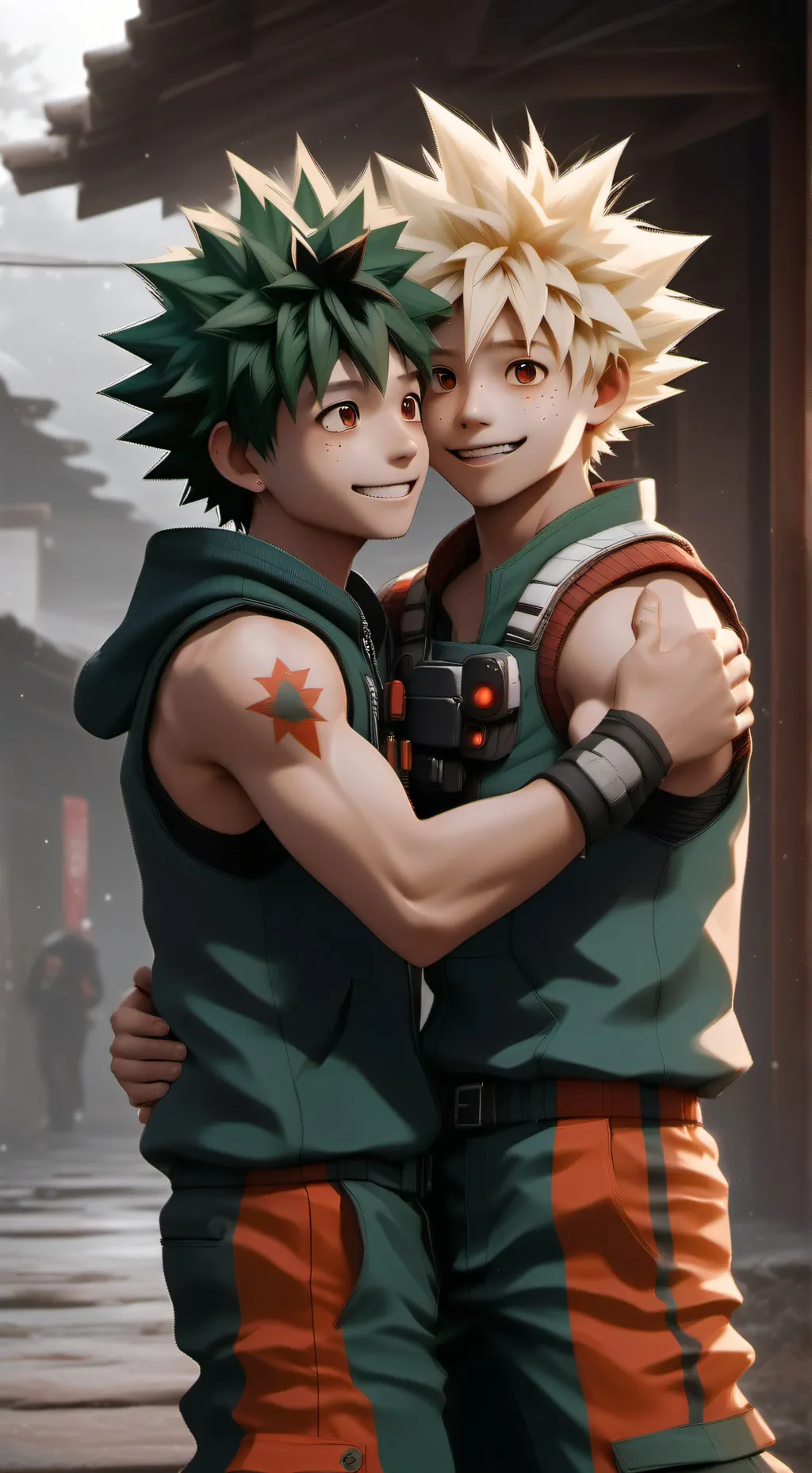ai character: Bakugo and Deku  background