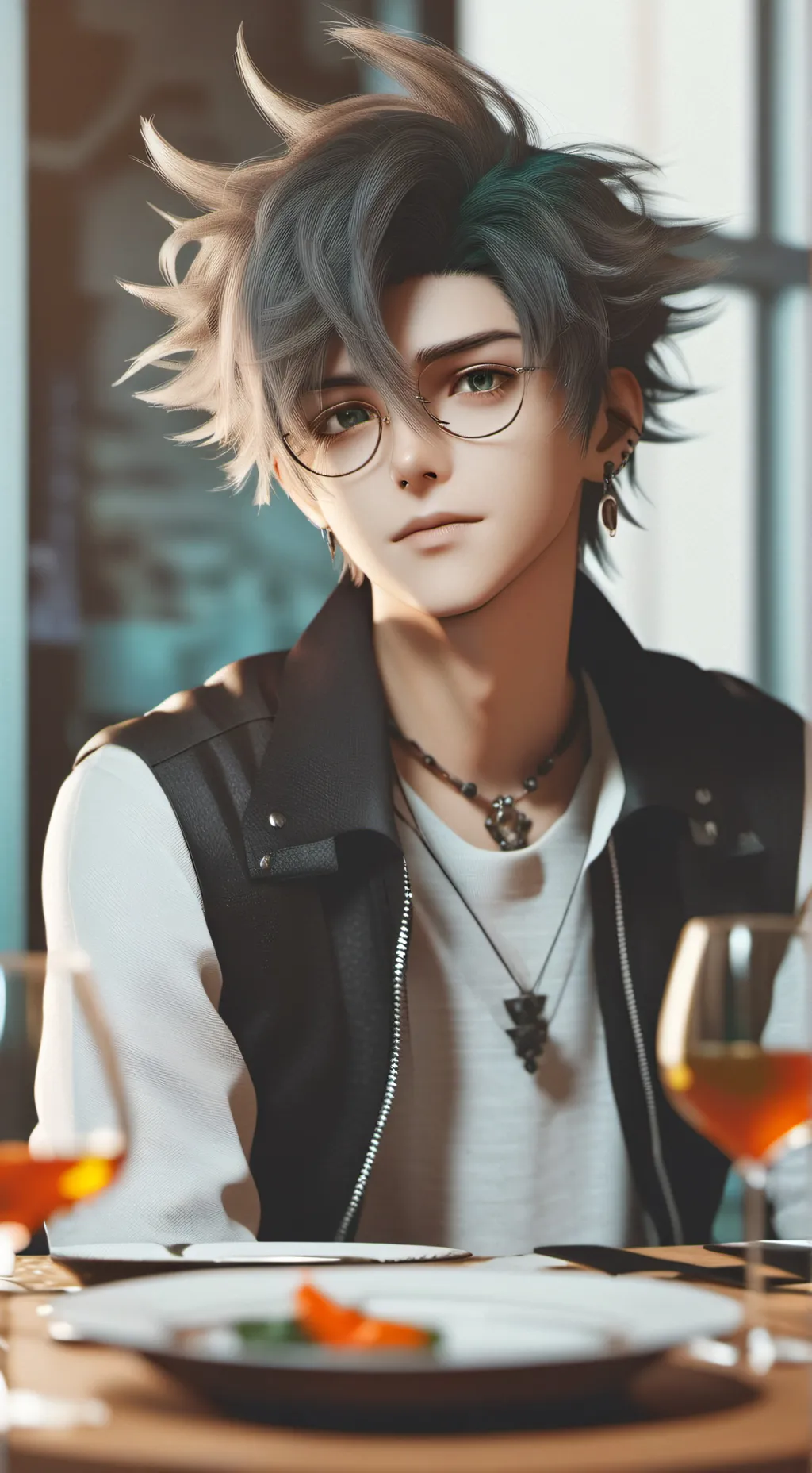 ai character: Fiery Dinner Companion background