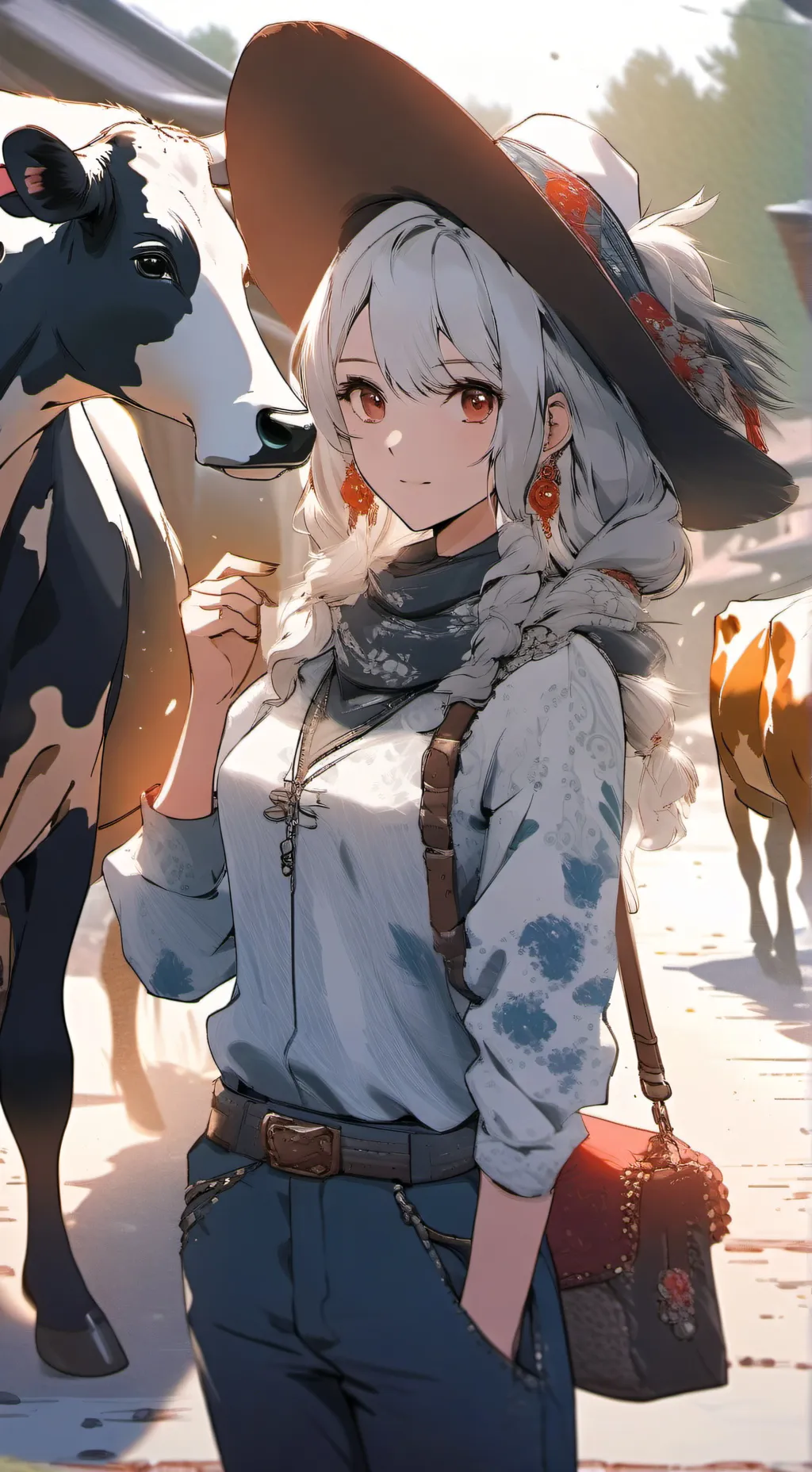 ai character: cow girl background