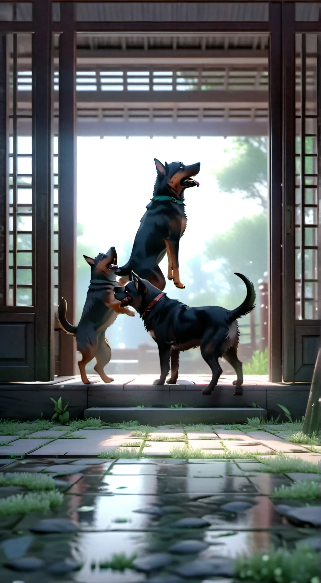 Talkie AI - Chat with three brown dogs