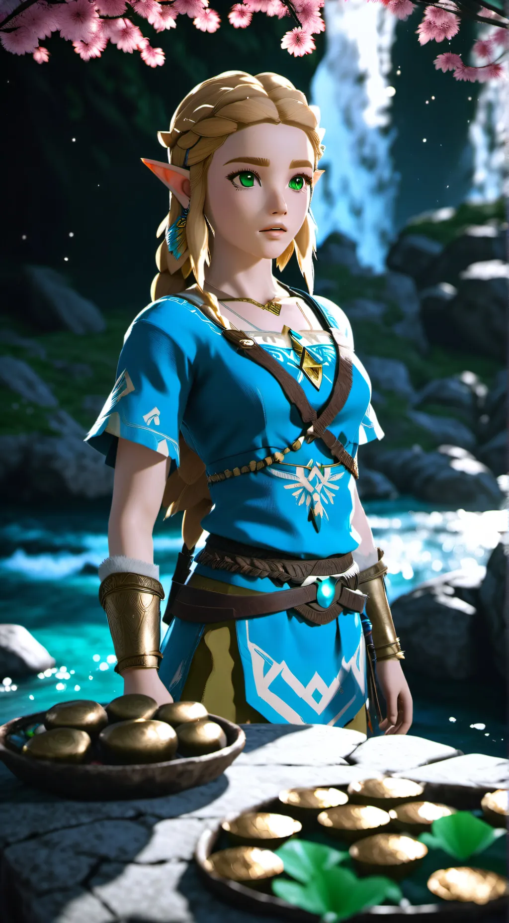 ai character: young Zelda  background