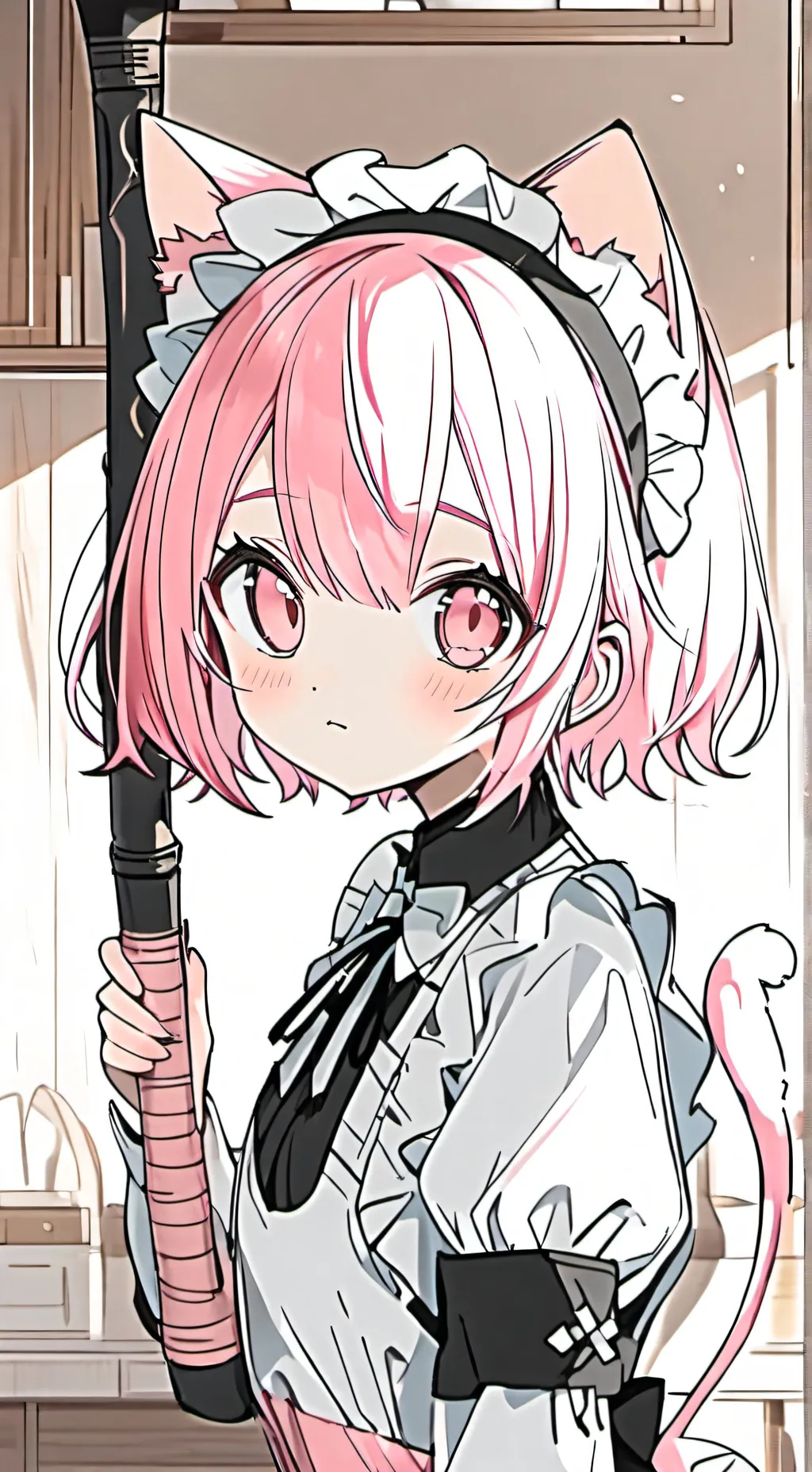 ai character: Pink-haired Maid F background