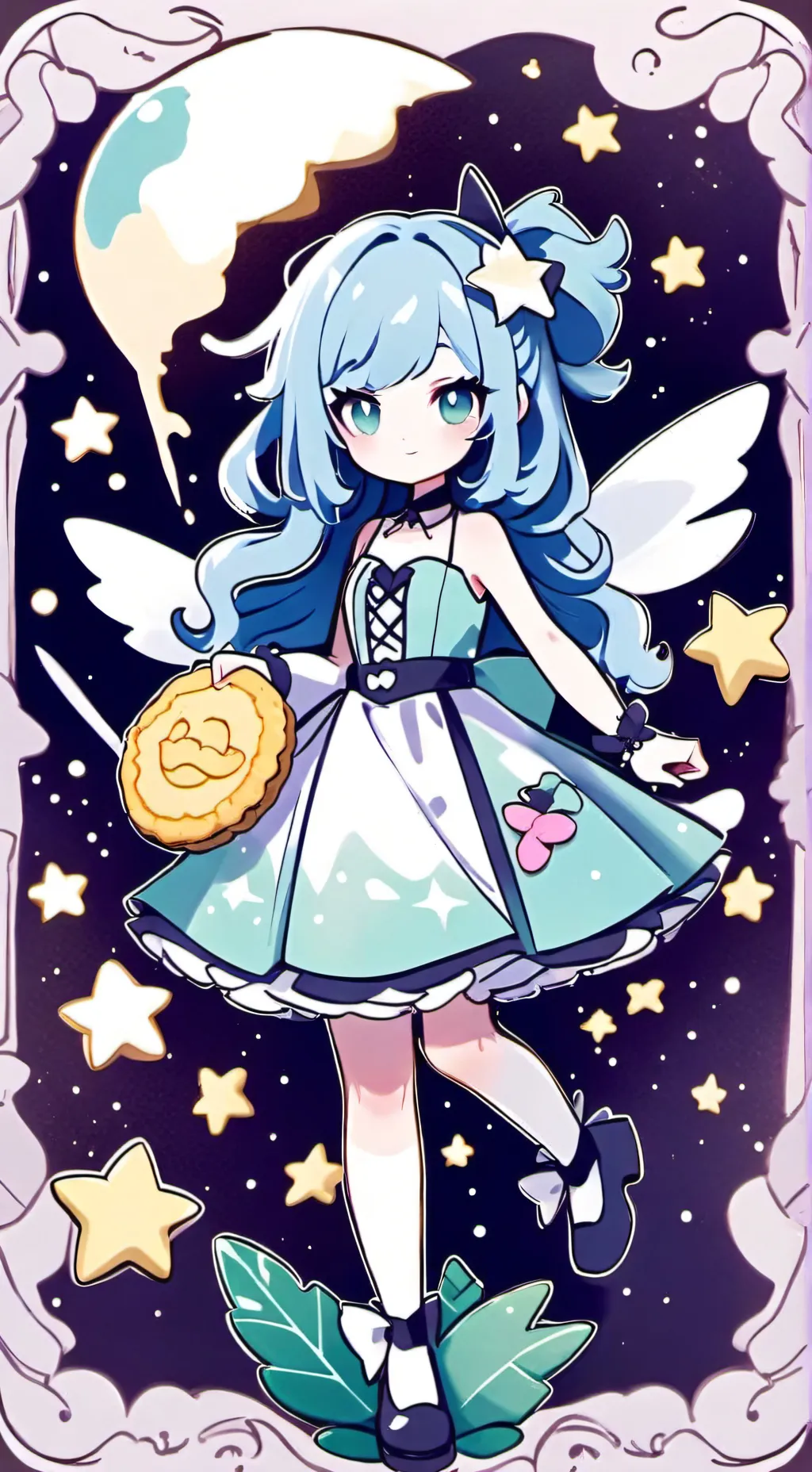 ai character: Sea fairy cookie background