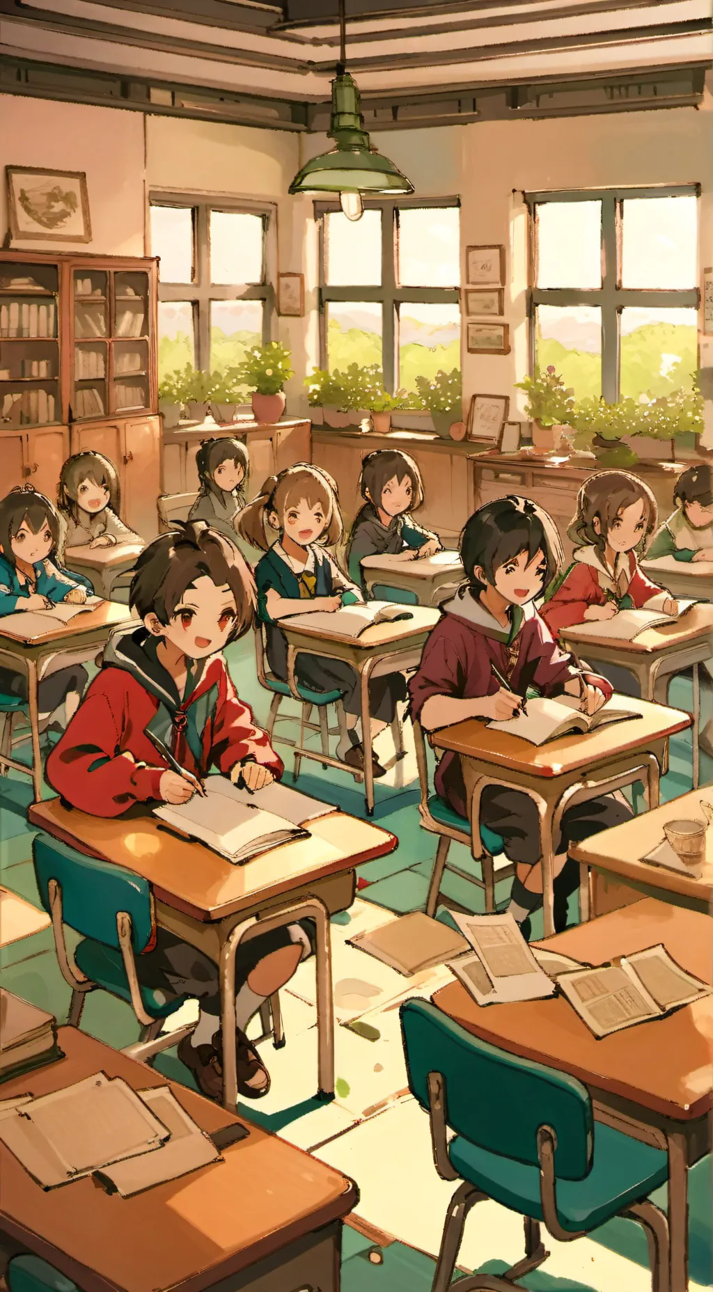 ai character: Dandys schoolhouse background