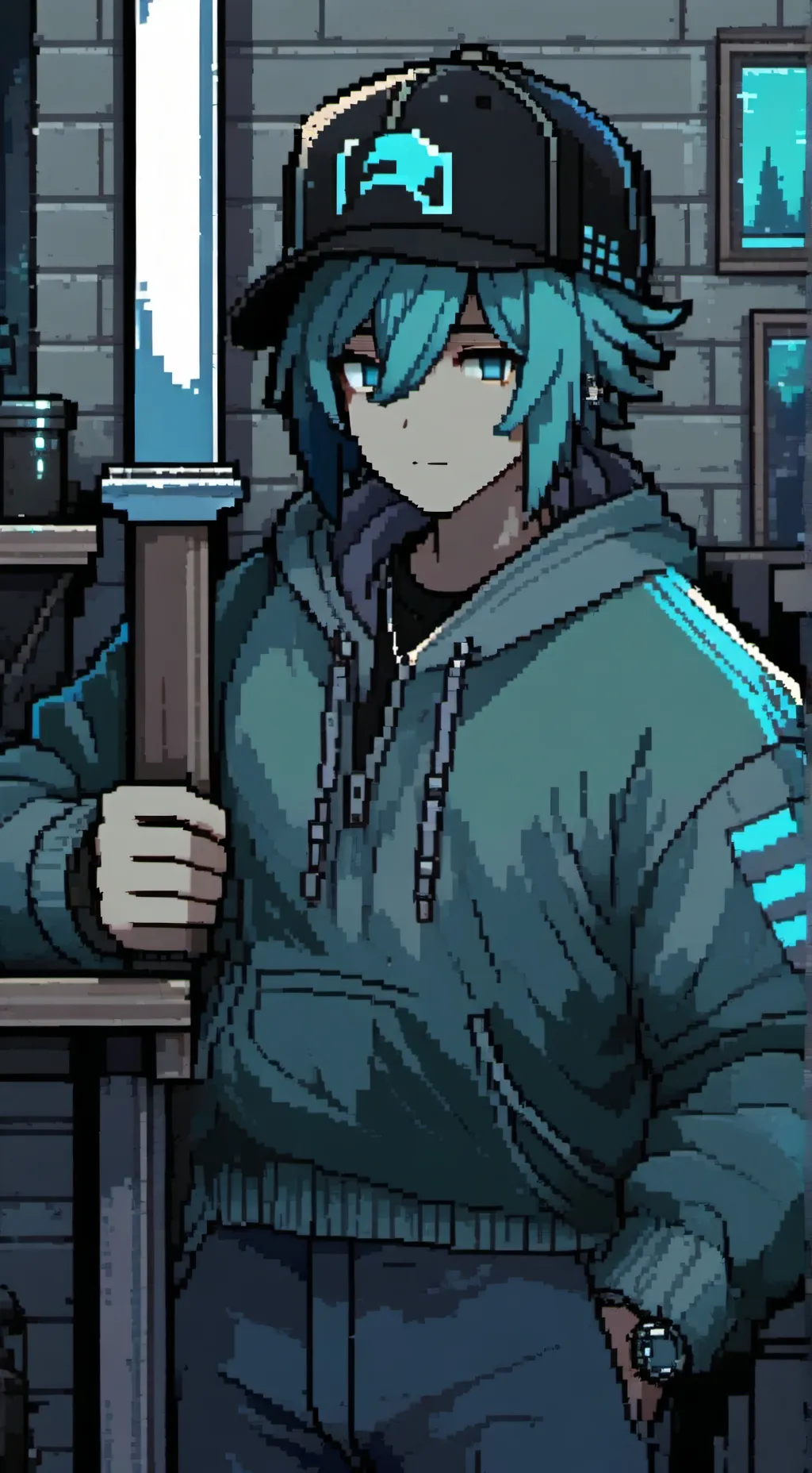 ai character: shed and builder background