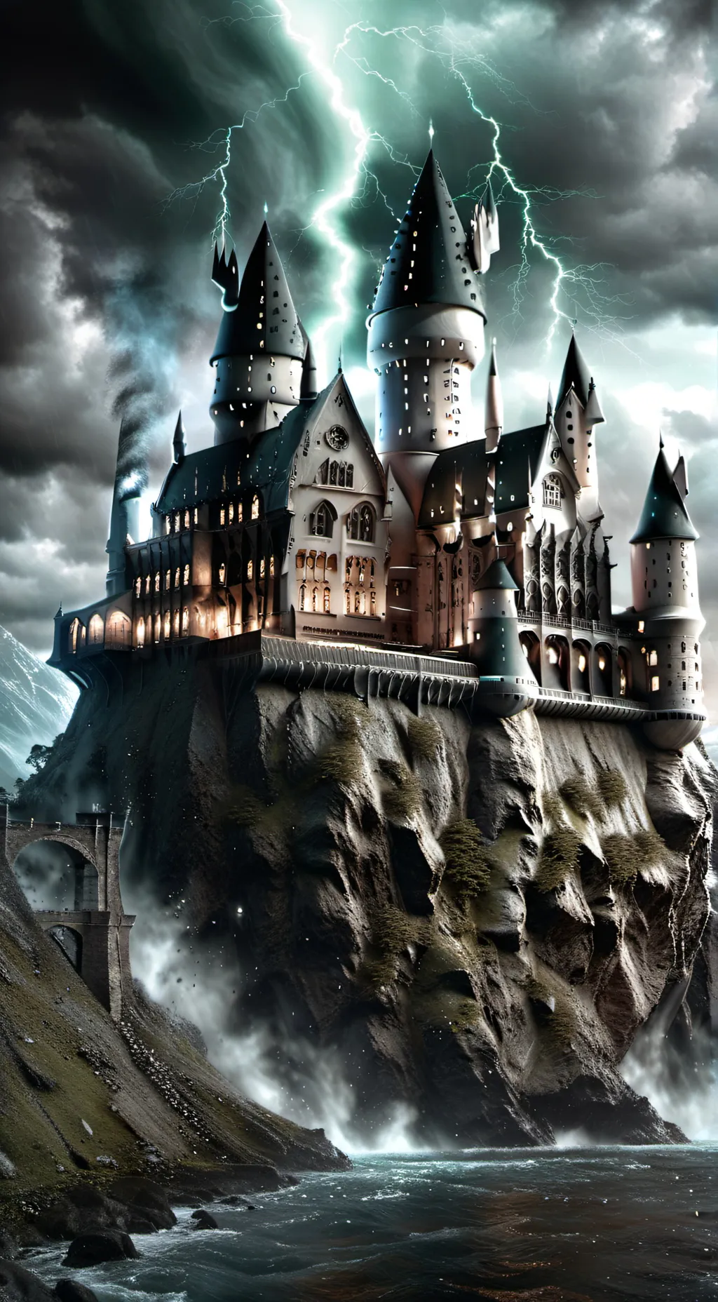 ai character: Hogwarts storm background