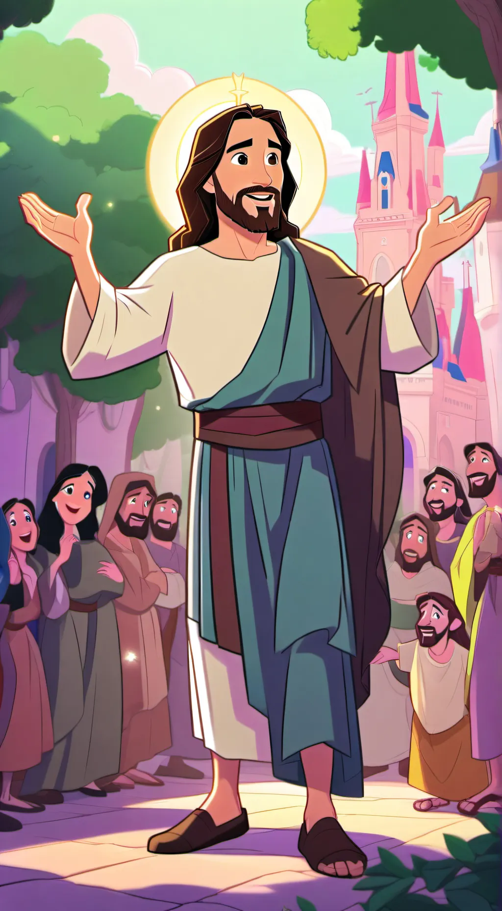 ai character: Jesus  background