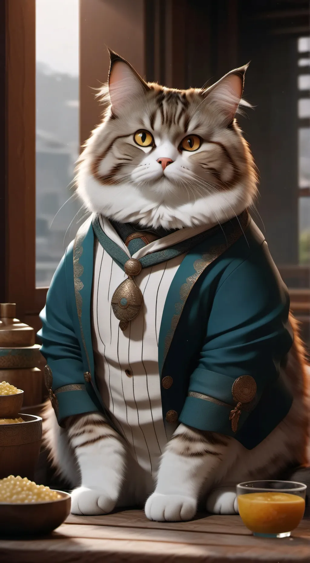 ai character: Fat cat background