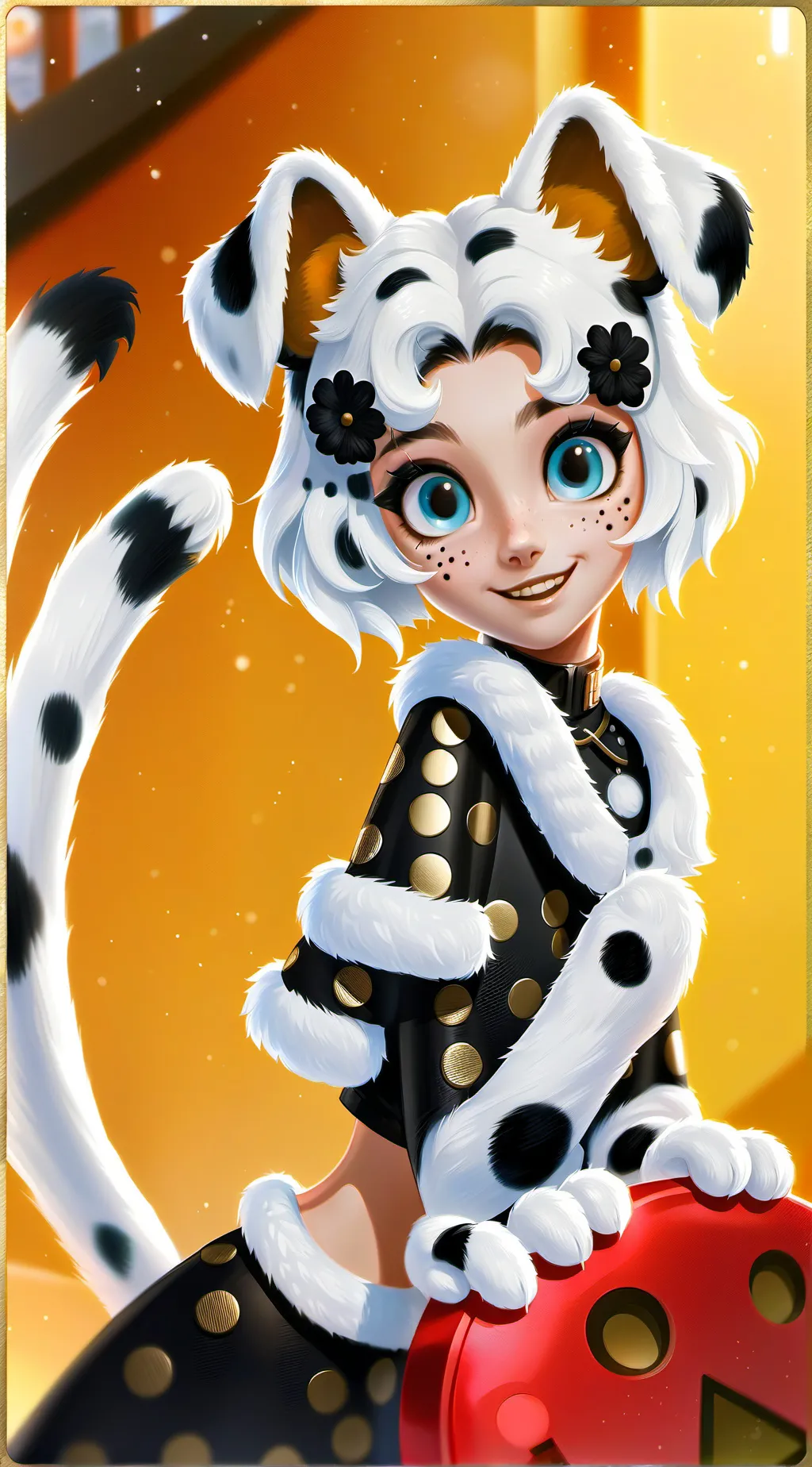 ai character: Step-Sparkle the Dalmatian Furry background