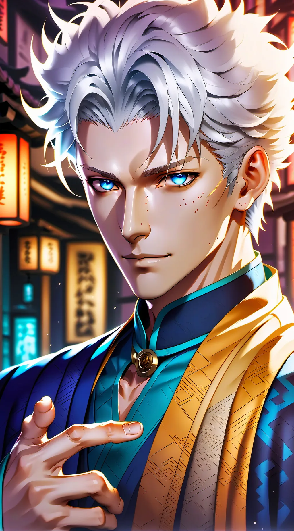 ai character: Gojo Sarotu background
