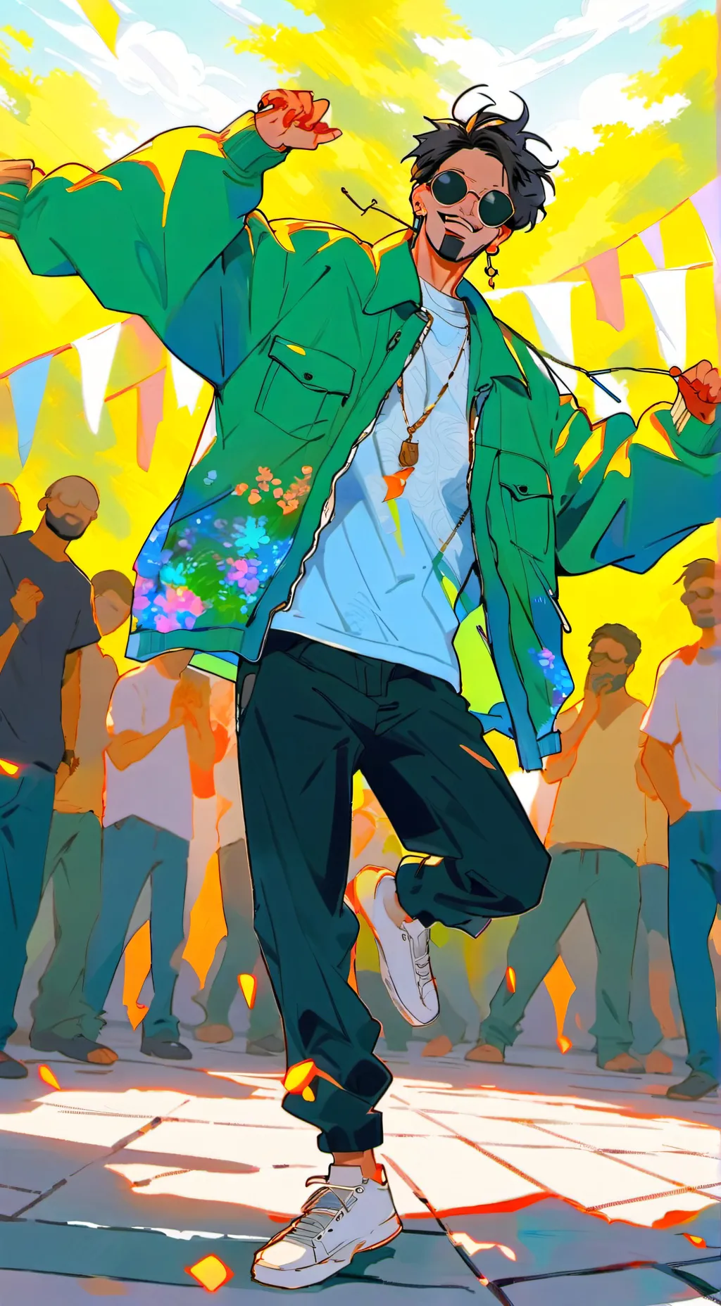 ai character: The sky color background