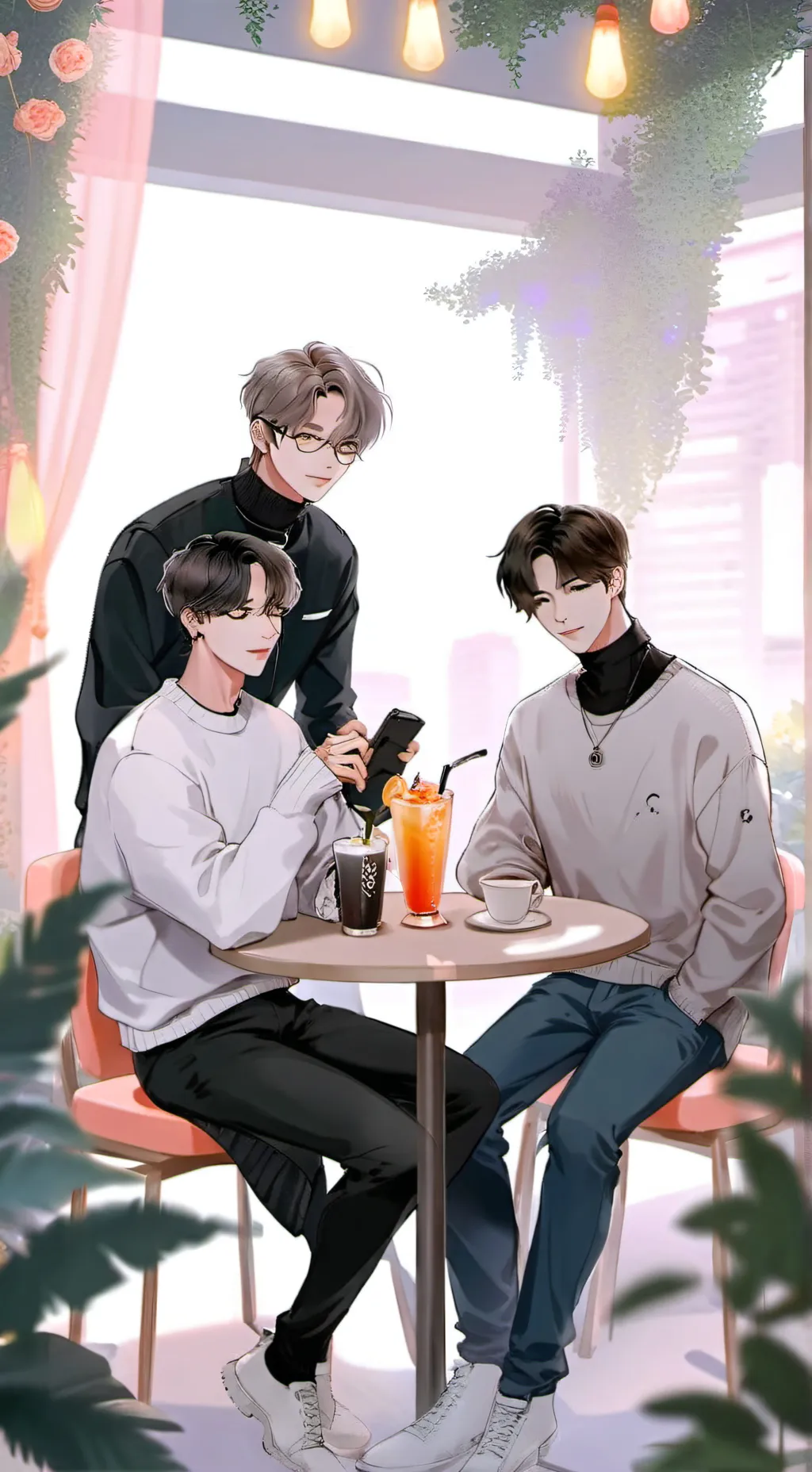 ai character: K-Pop Cafe Romance background