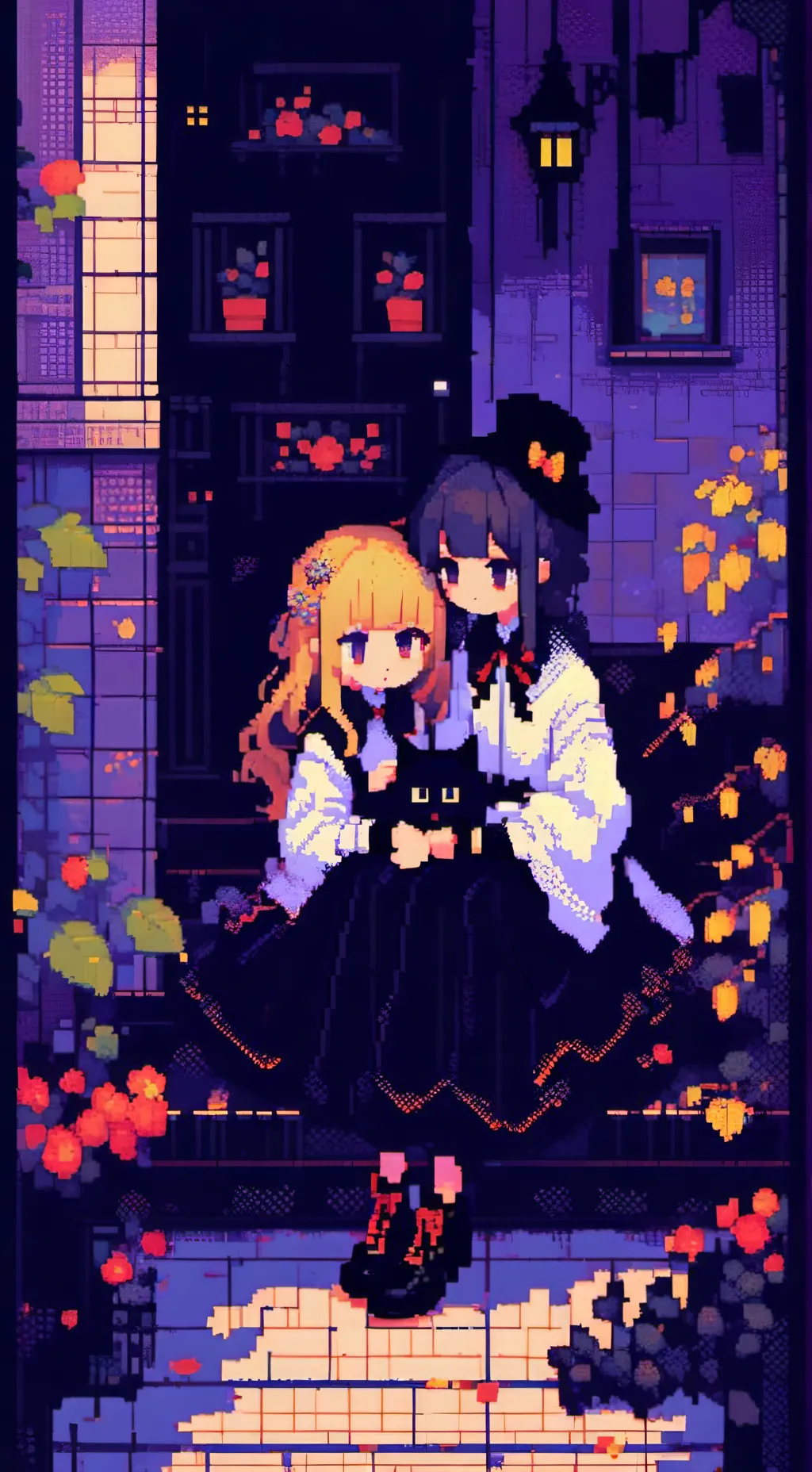 ai character: Goth and cat ✨✨ background