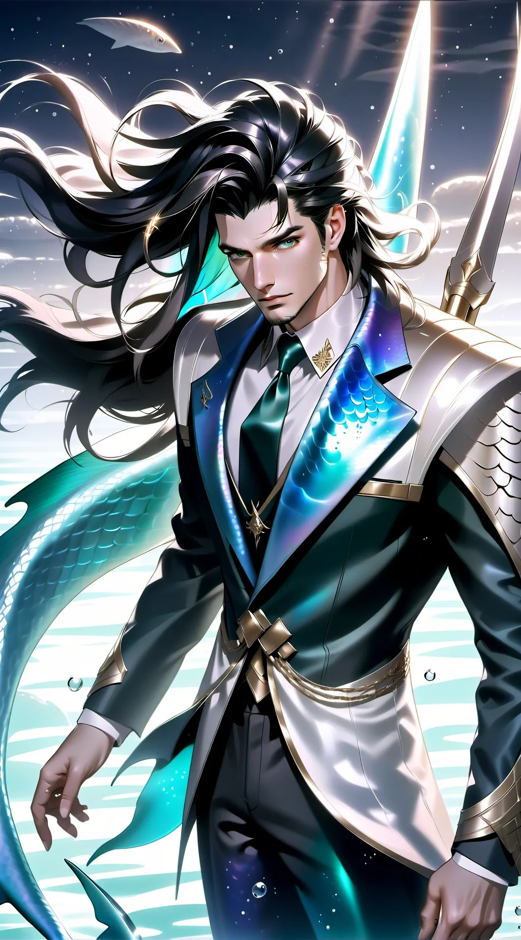 ai character: King Poseidon  background