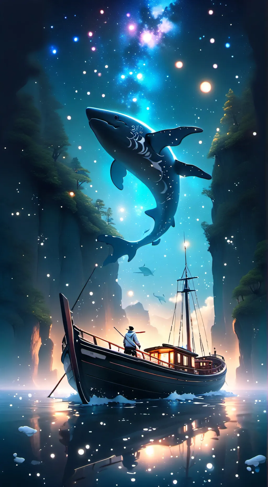 ai character: Spunki on￼a boat  background