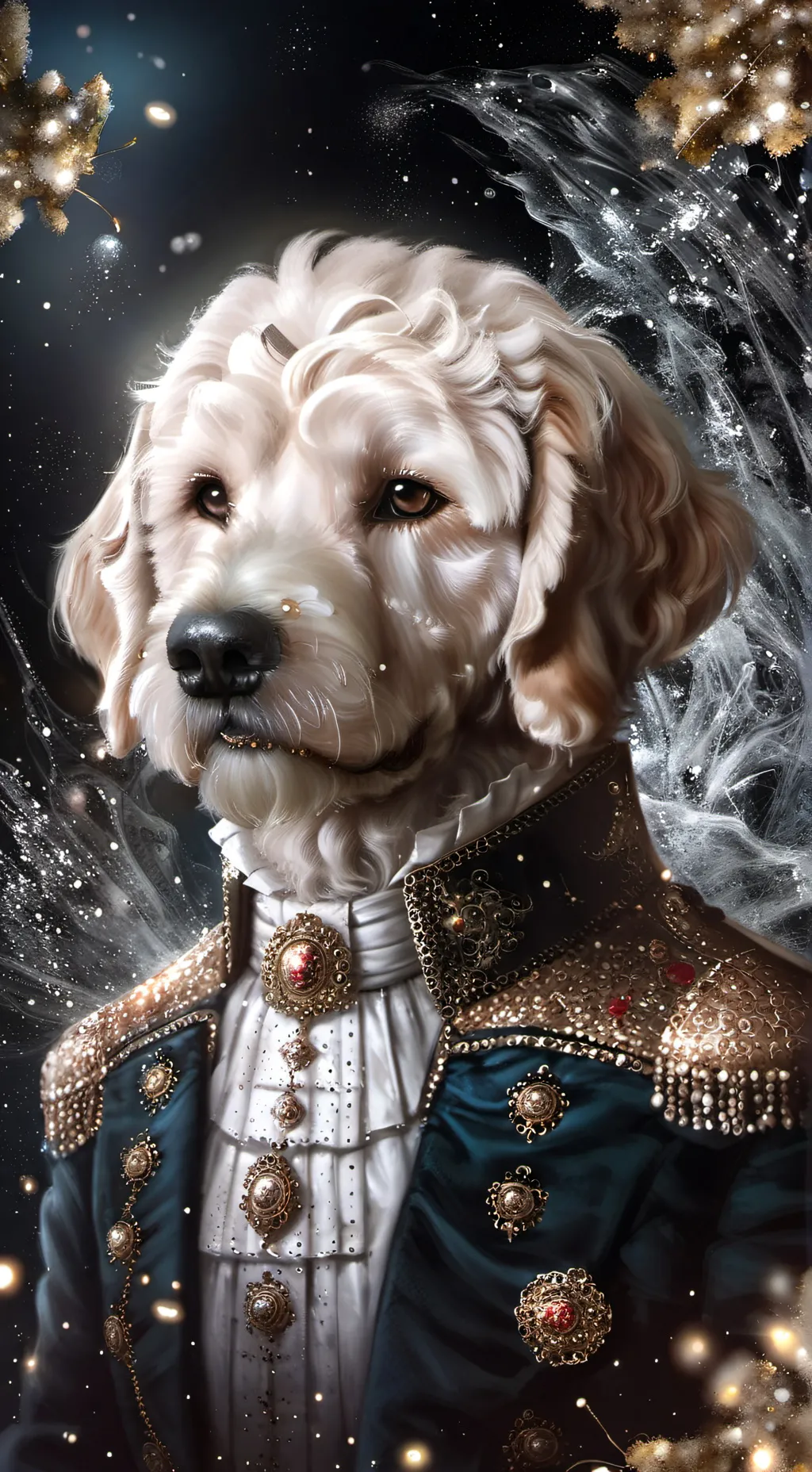 ai character: Golden doodle  background