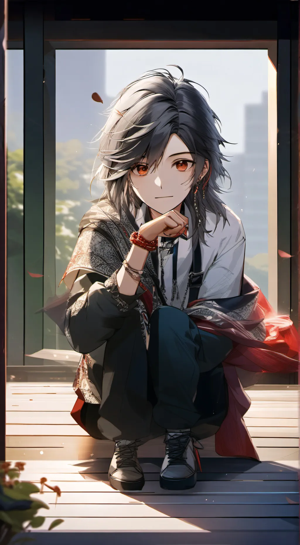 ai character: Gray background