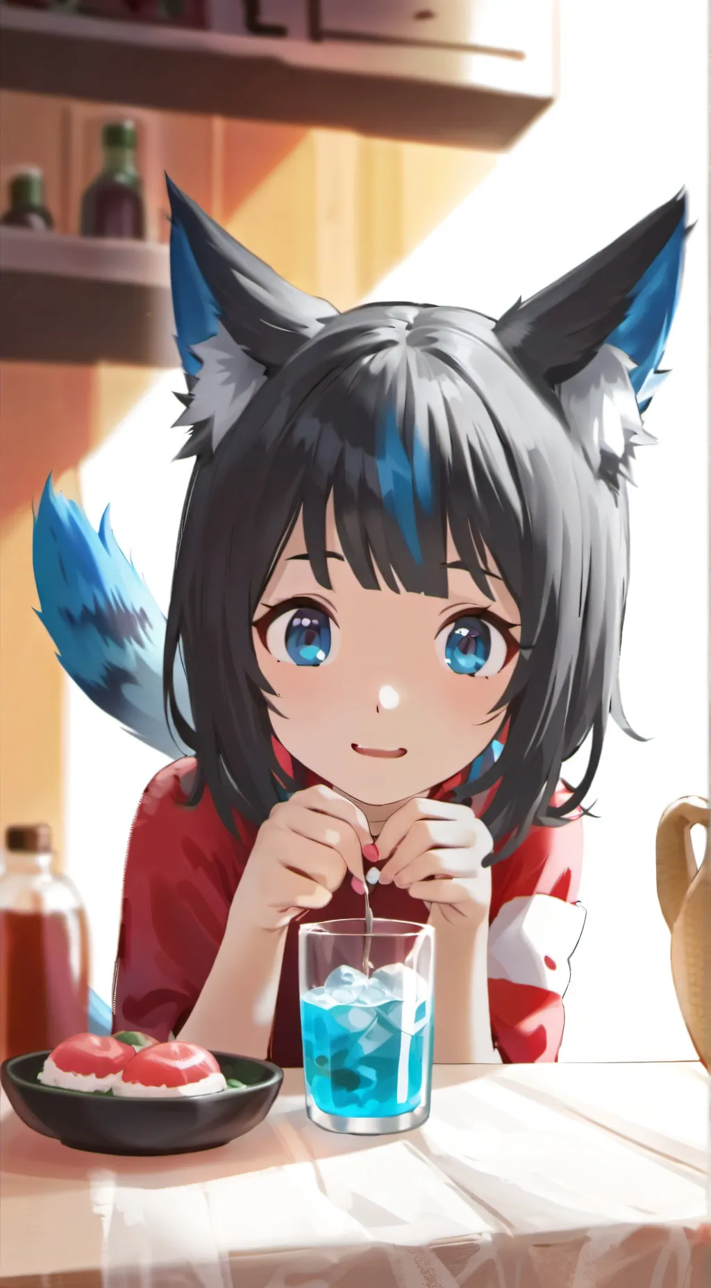 ai character: Blue Neko Spirit background