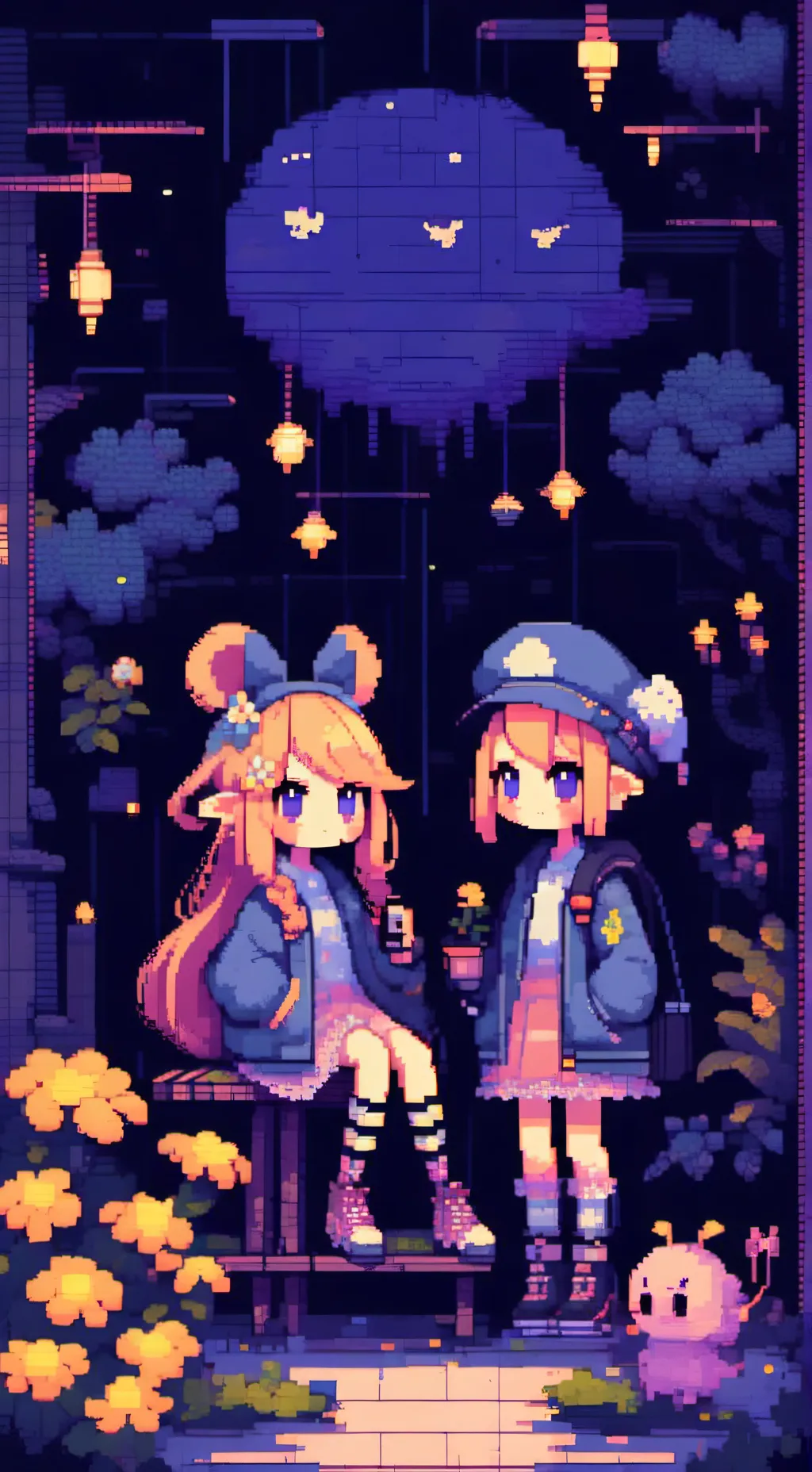 ai character: Pinki and wenda background