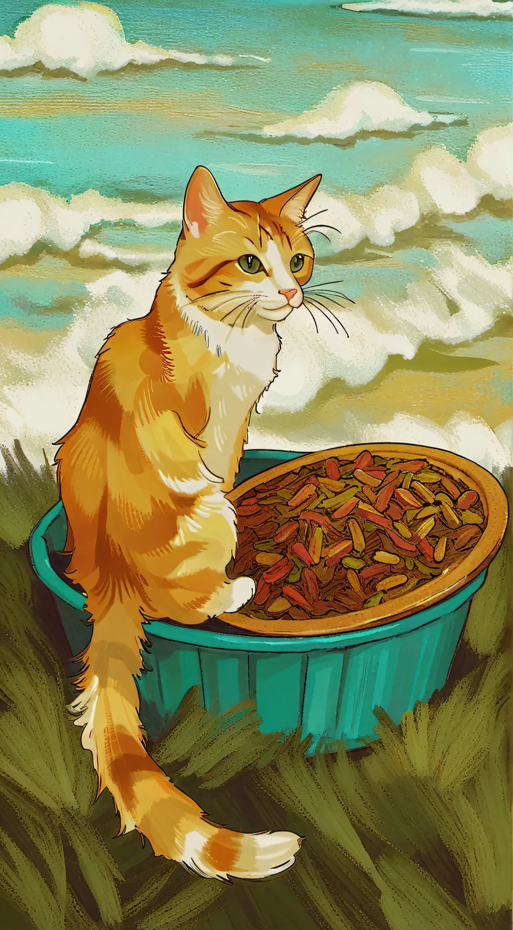 ai character: cat food  background