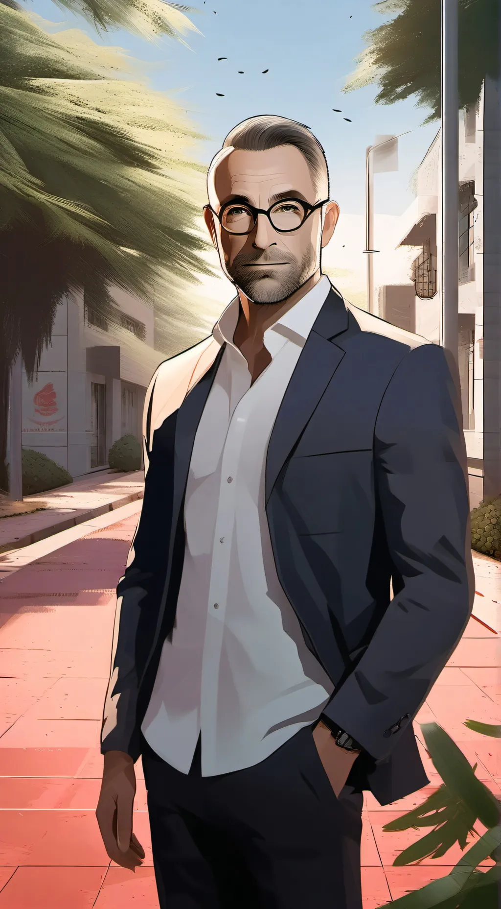 ai character: Stanley Tucci background