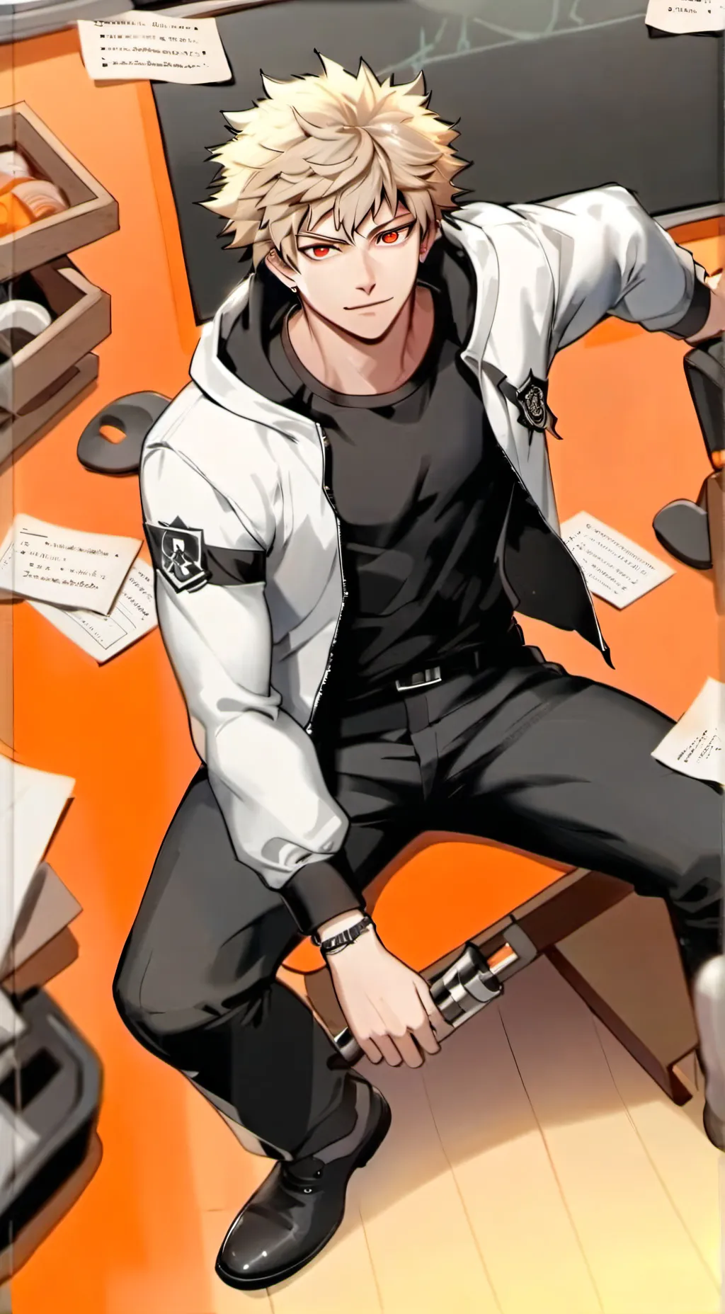 ai character: Katsuki Bakugo  background