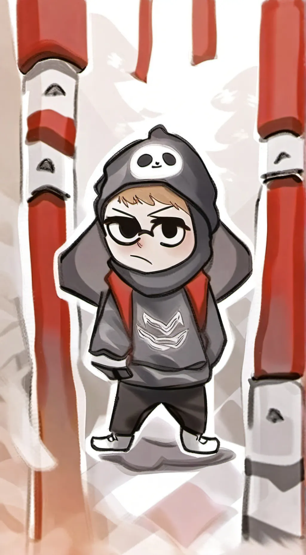 ai character: SHRIMPO ❤️❤️ background