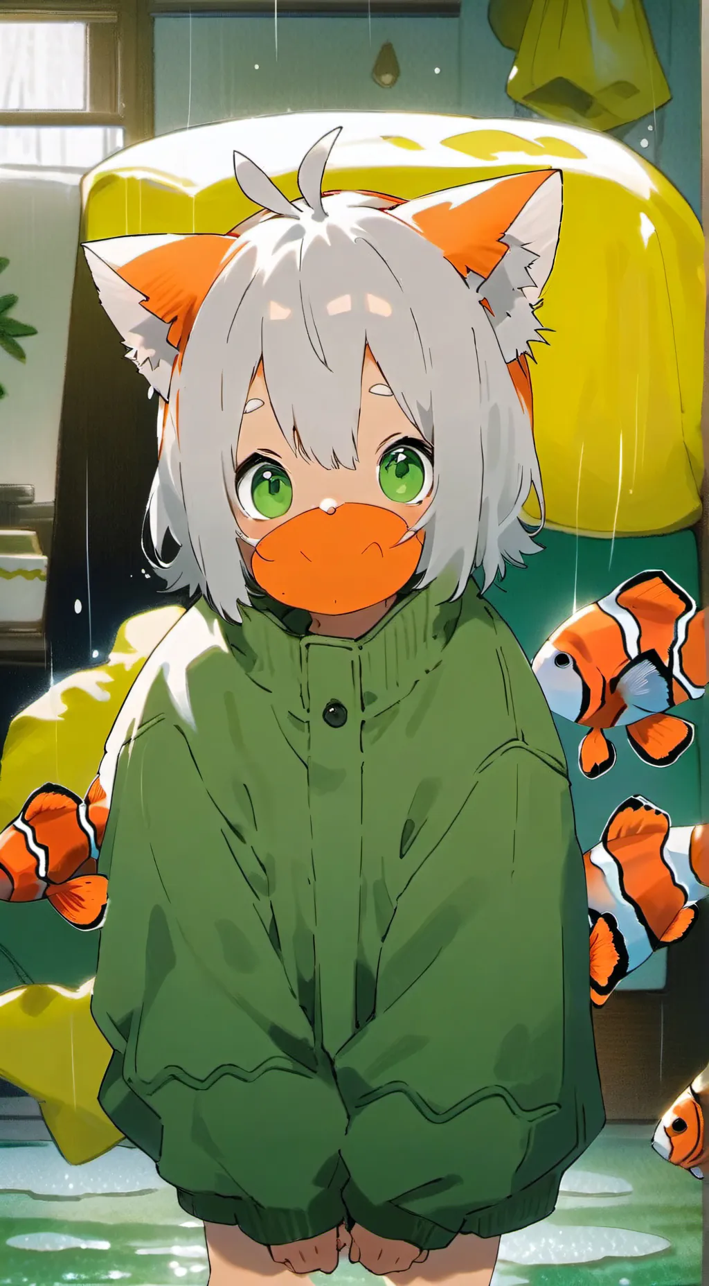 ai character: Anemone Cat Furry background