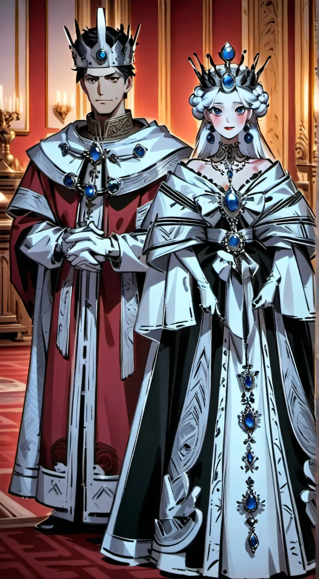 ai character: queen and king  background