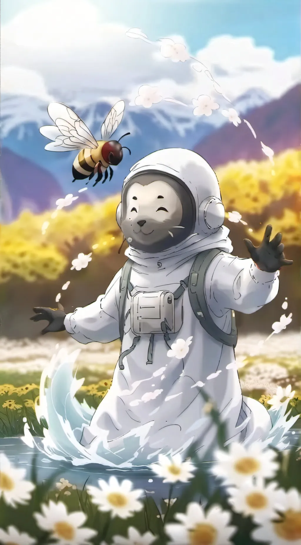 ai character: seal and bee background