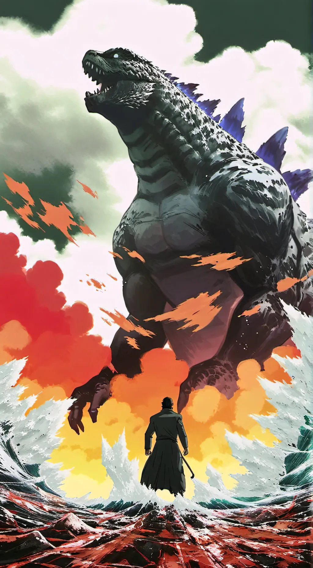 ai character: Godzilla background