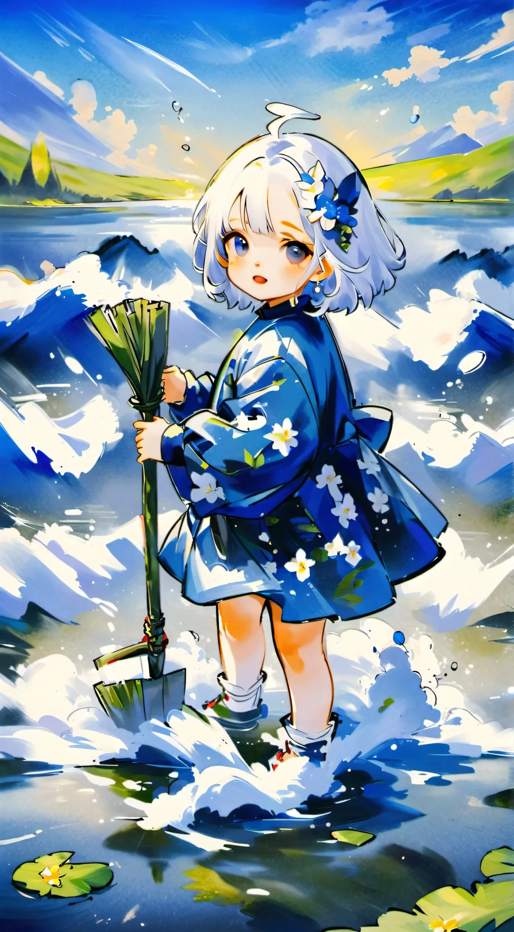 ai character: water background