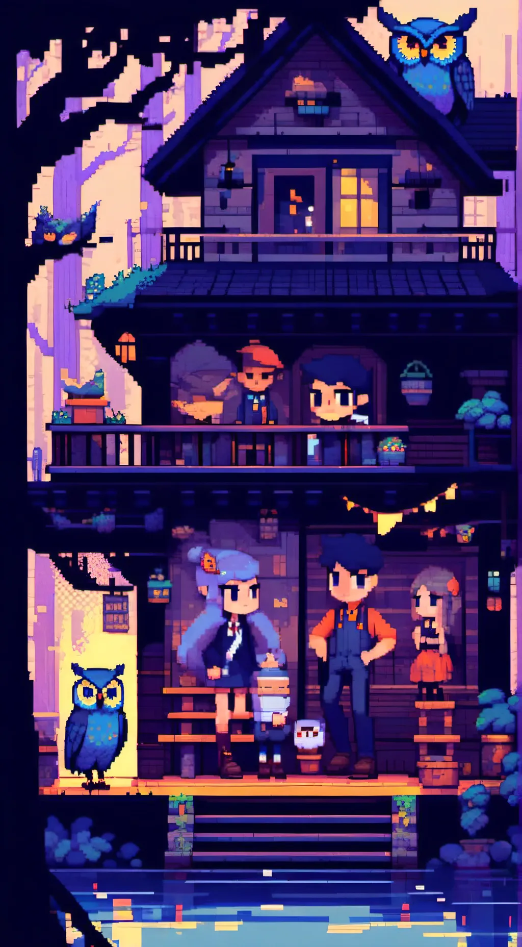 ai character: 🦉THE OWL HOUSE background