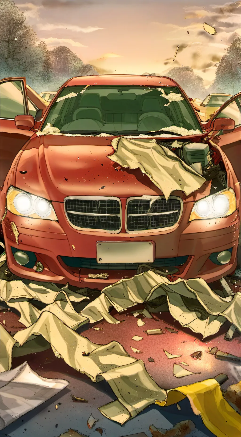 ai character: Car crash  background