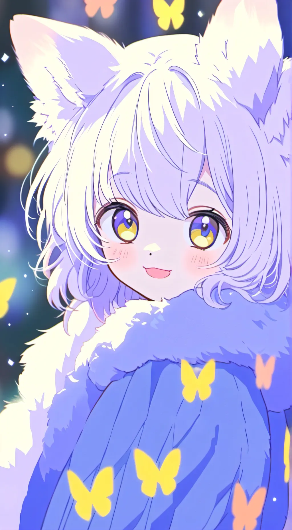 ai character: White Fluff background