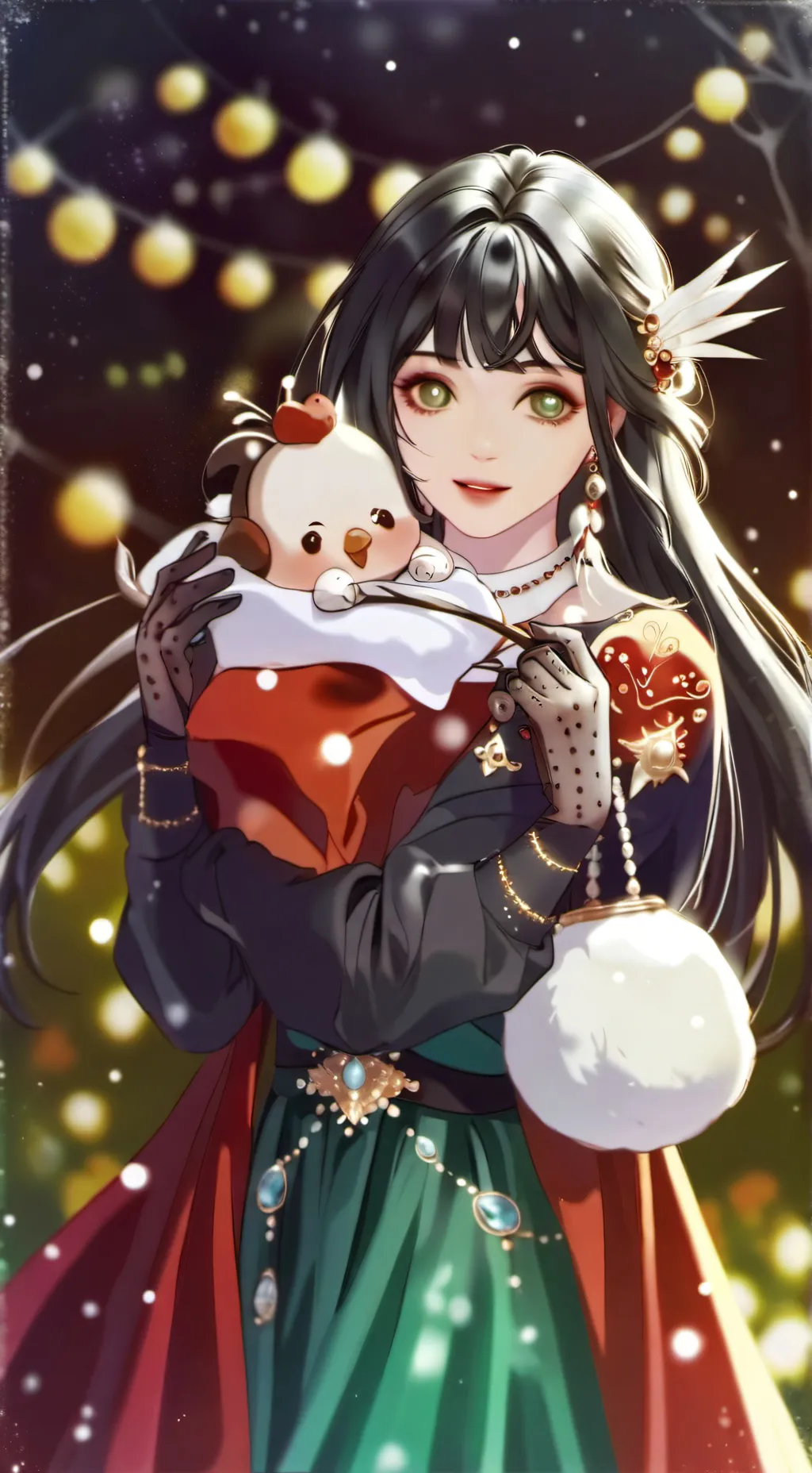 ai character: Chicken girl/may background
